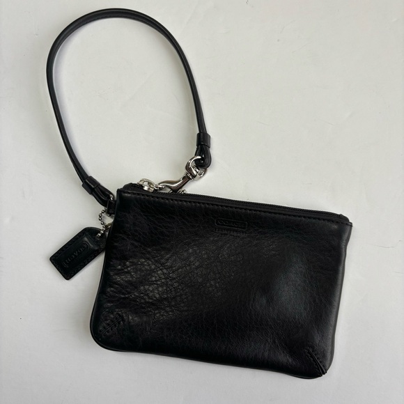 Coach Black Leather Wristlet - Picture 1 of 6